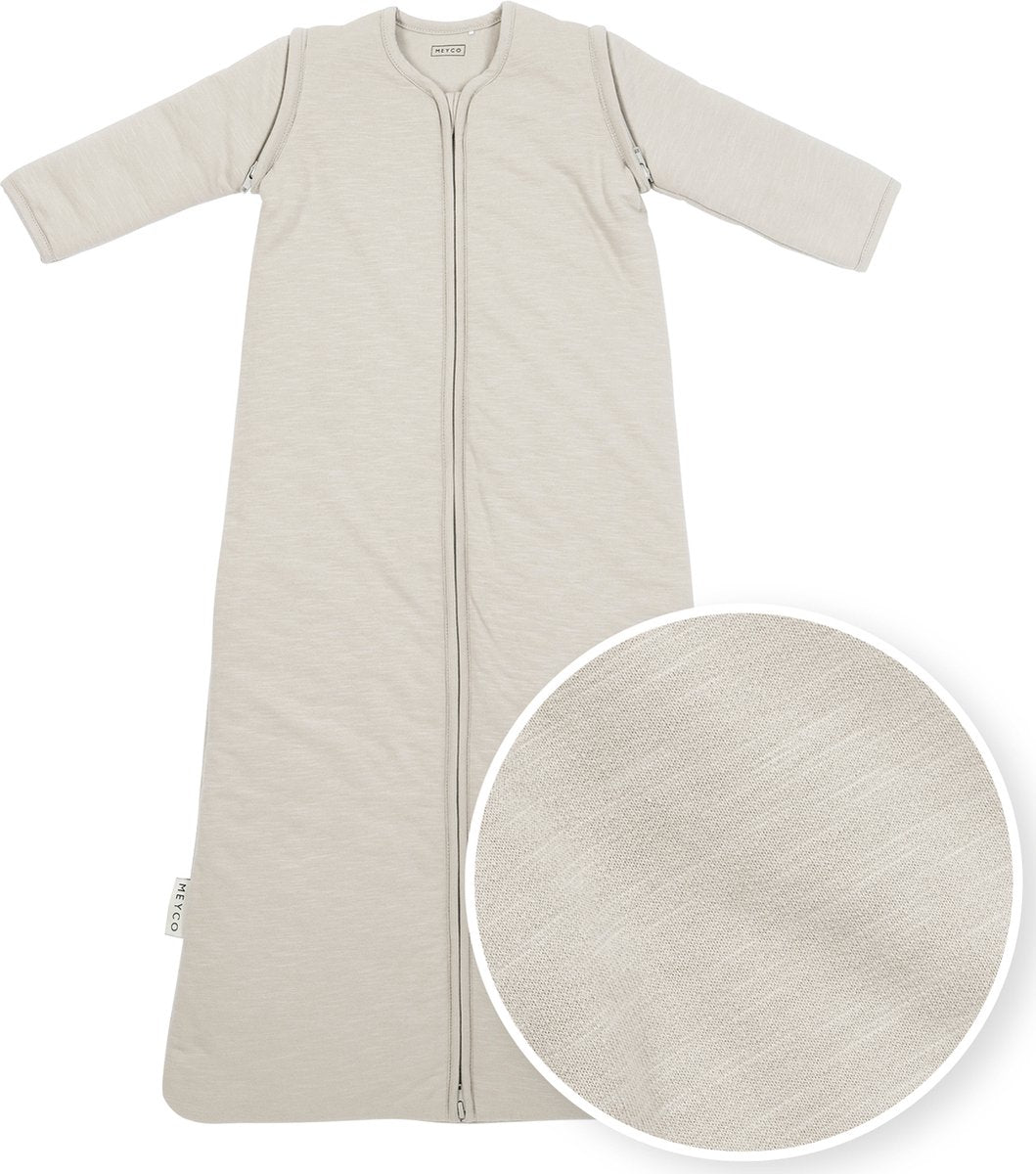Meyco baby slub baby sleeping bag with zip-off sleeves - greige - 110cm - 2.5 tog