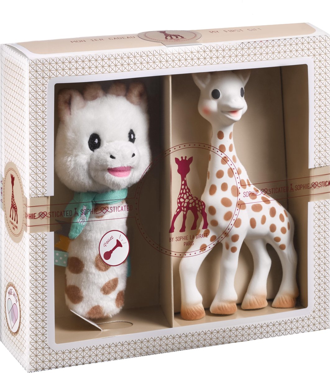 Sophie the giraffe sophiesticated gift set - baby toys - squeeze rattle - maternity gift - baby shower gift - 4-piece