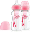 Dr. brown's options+ anti-colic baby bottle - wide neck bottle - 270ml - pink - 2 pieces