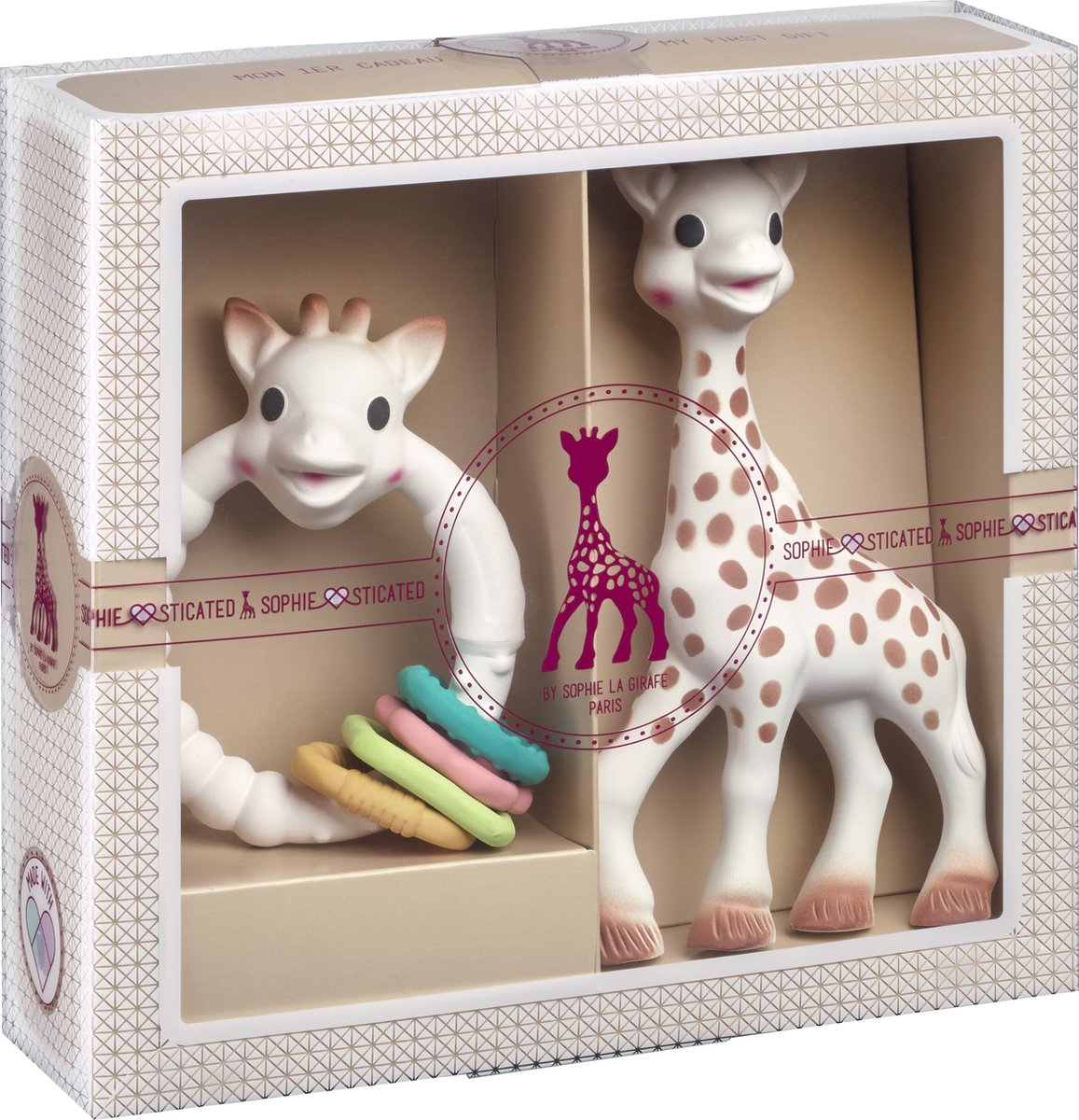 Sophie the giraffe sophiesticated gift set - baby toys - so pure colo'rings - maternity gift - baby shower gift - 4-piece