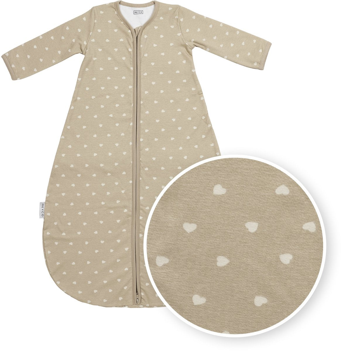 Meyco baby sweet heart baby sleeping bag round - sand soft sand - 110cm - 1.0 tog