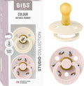 BIBS colour studio speen verpakking van 2 stuks. bpa-vrij, ronde speen. natuurlijk rubberlatex, gemaakt in denemarken, maat 2 (6-18 maanden), ivory / petal