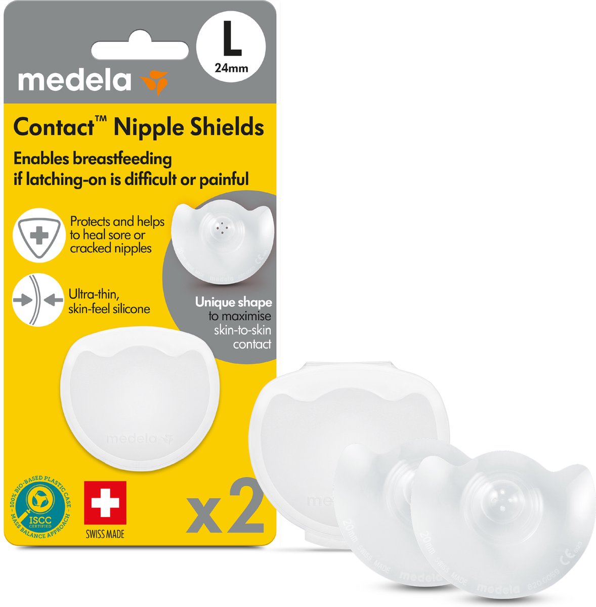Medela contact nipple shields - help with breastfeeding - size l - 24 mm - 2 pieces
