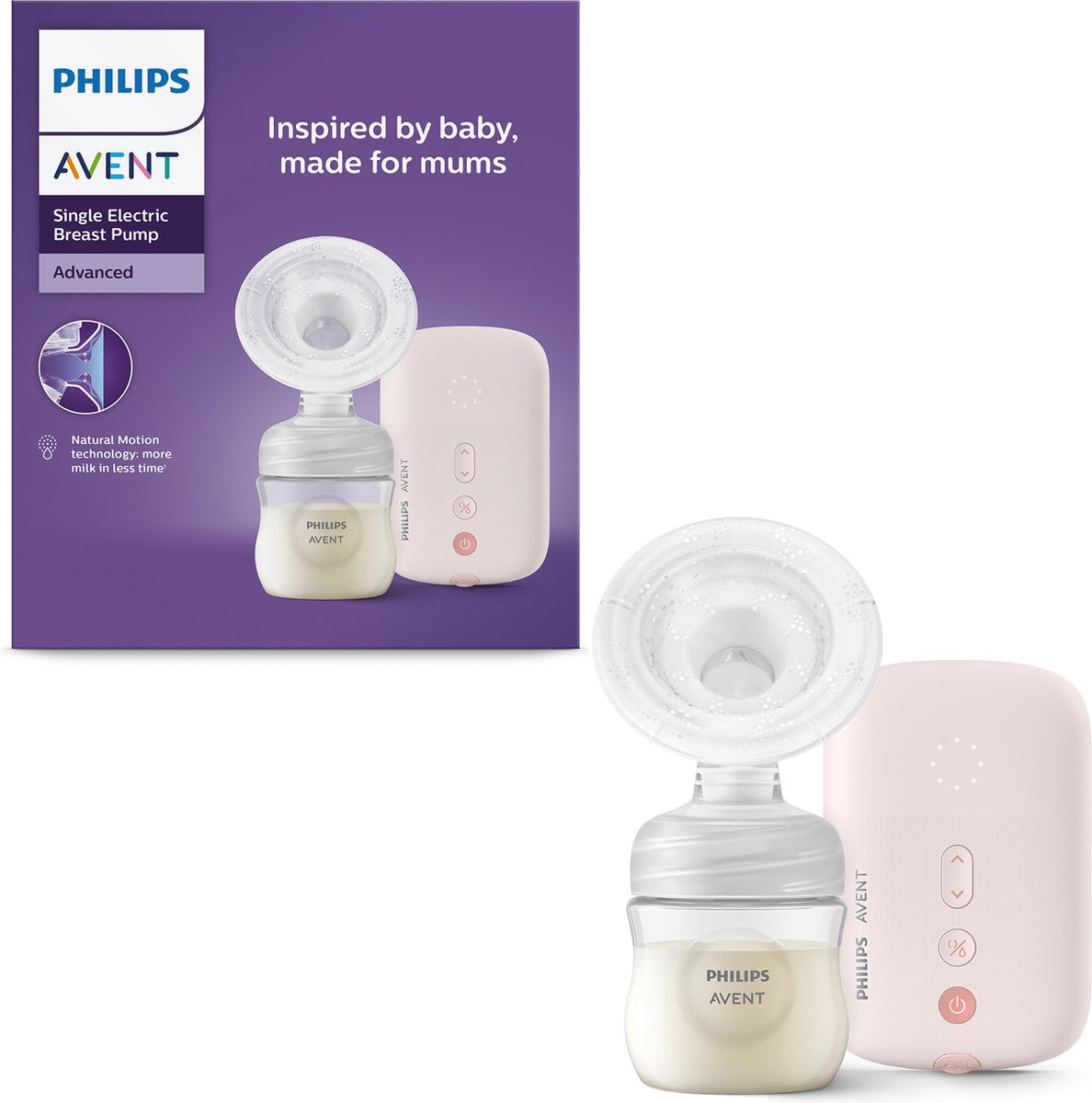 Philips Avent single electric breast pump - portable - pink - SCF395 01