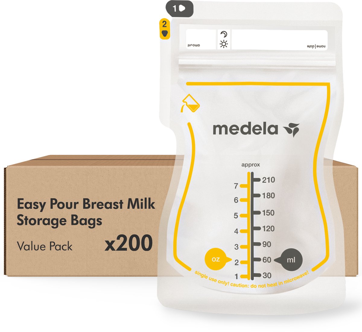 Medela breast milk storage bags – 200 pieces – leak-proof – with double closure and spout – BPA-free and recyclable