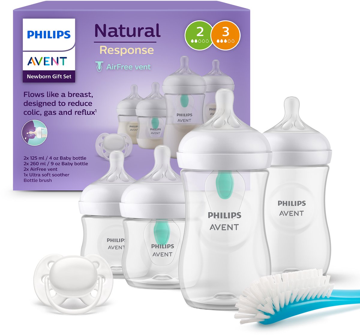 Philips avent natural response bottle - starter set for newborn babies scd657 11 - baby bottles with anti-colic teat