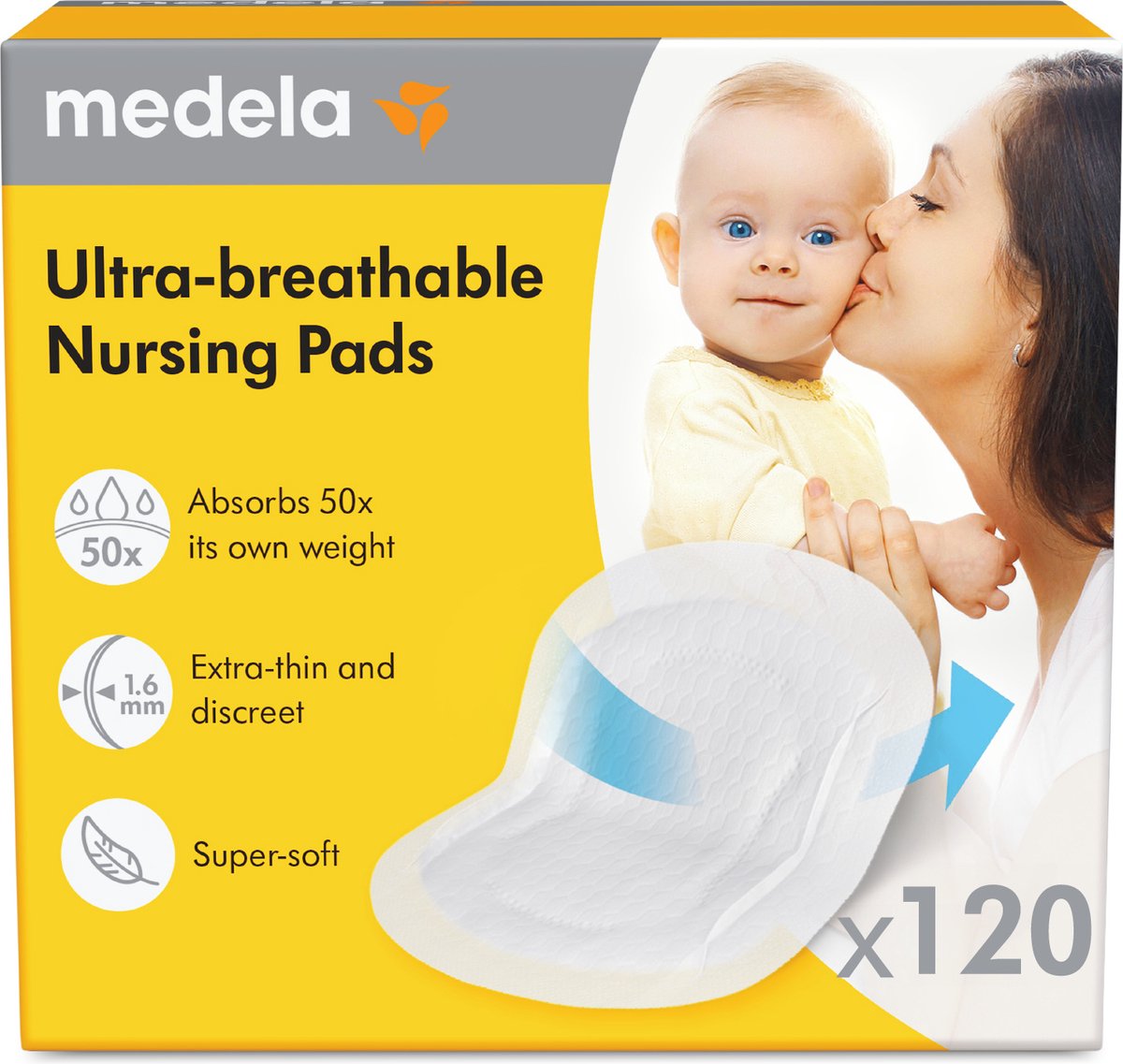 Medela – ultra-breathable nursing pads – disposable – for breastfeeding – skin-friendly and comfortable – 120 pieces