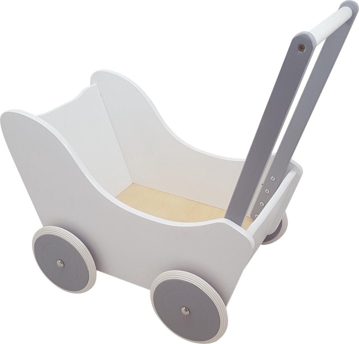 Playwood Dolls Pram White Silver