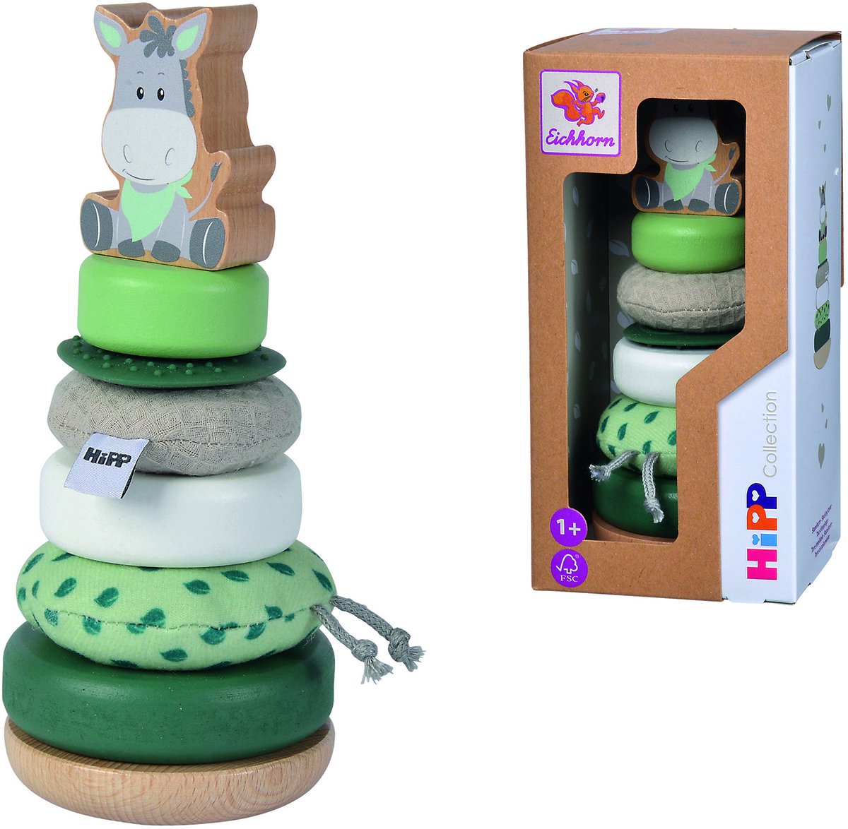 Eichhorn wooden stacking tower donkey - educational baby toys fsc.