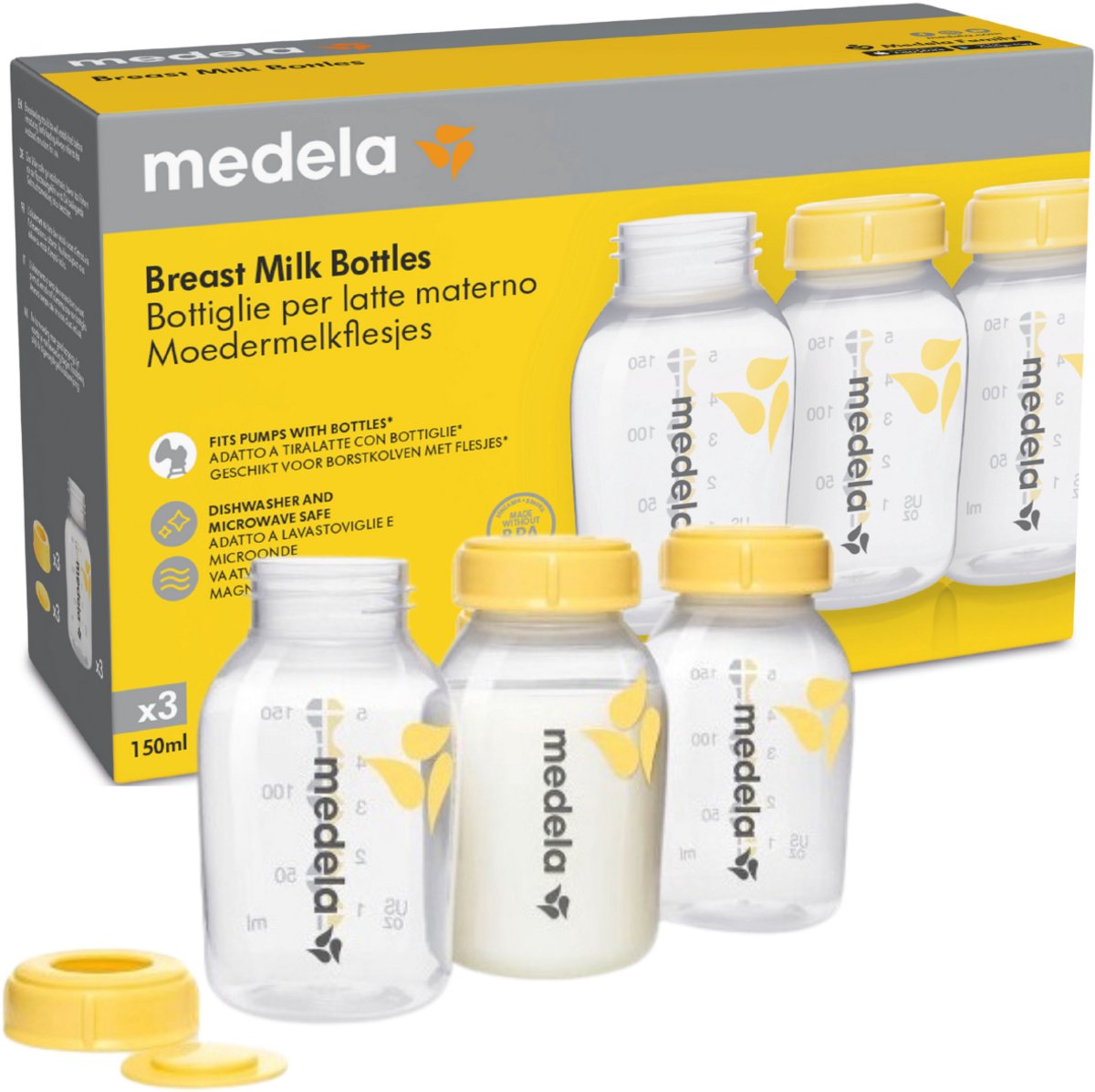 Medela series - baby bottle - 150ml - 3 pieces - safe storage