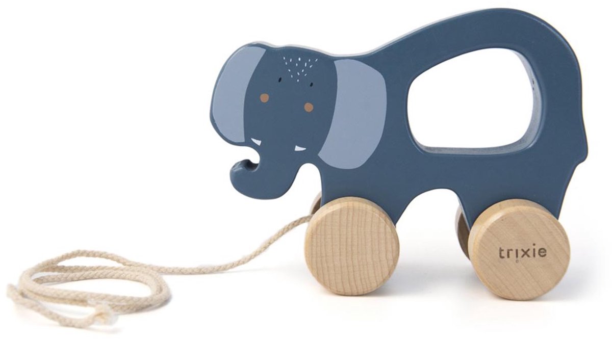 Trixie wooden pull toy - mrs. elephant - for the first steps - baby toys - for boys girls - elephant