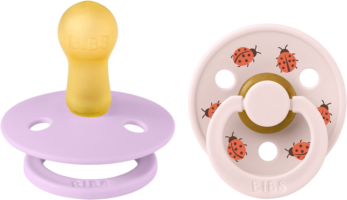Bibs studio color pacifier - round - 2 pieces - 6-18 months - ladybug violet sky mix