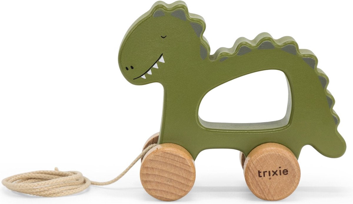 Trixie wooden pull toy - mr. dino - for the first steps - baby toys - for boys girls - dinosaur