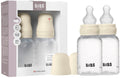 Bibs baby bottle 150 ml silicone teat pack 2 pieces - anti-colic, BPA-free, round teat, slow flow, light weight and easy to clean, suitable for newborn babies 0+ years - ivory