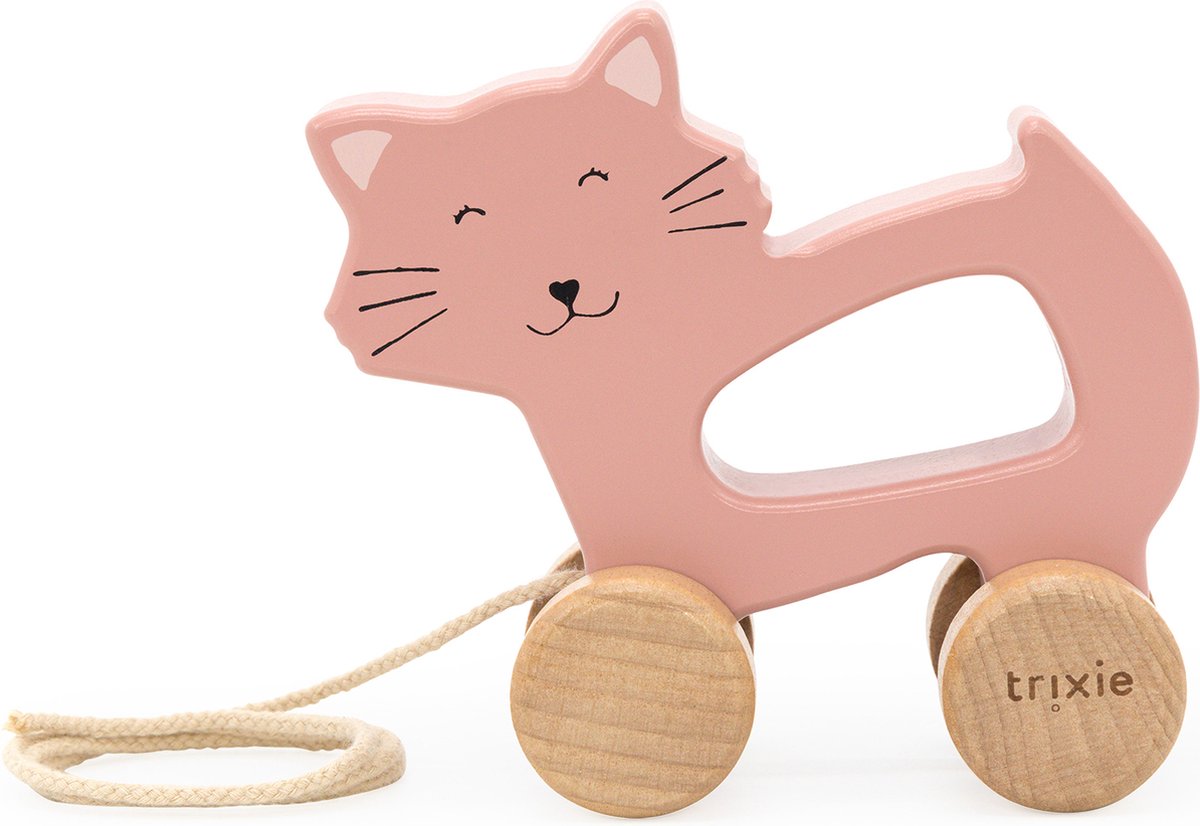 Trixie wooden pull toy - mrs. cat - for the first steps - baby toys - for boys girls - cat