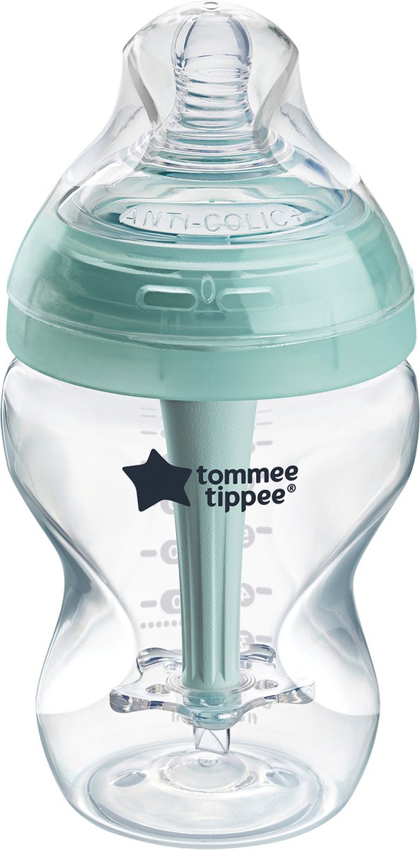 Tommee tippee advanced anti-colic baby bottle - set of 1 x 260ml baby bottle - low flow rate 0m+