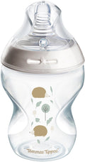 Tommee tippee natural start baby bottle - set of 1 x 260ml baby bottle - low supply speed 0m+ - with hedgehog motif