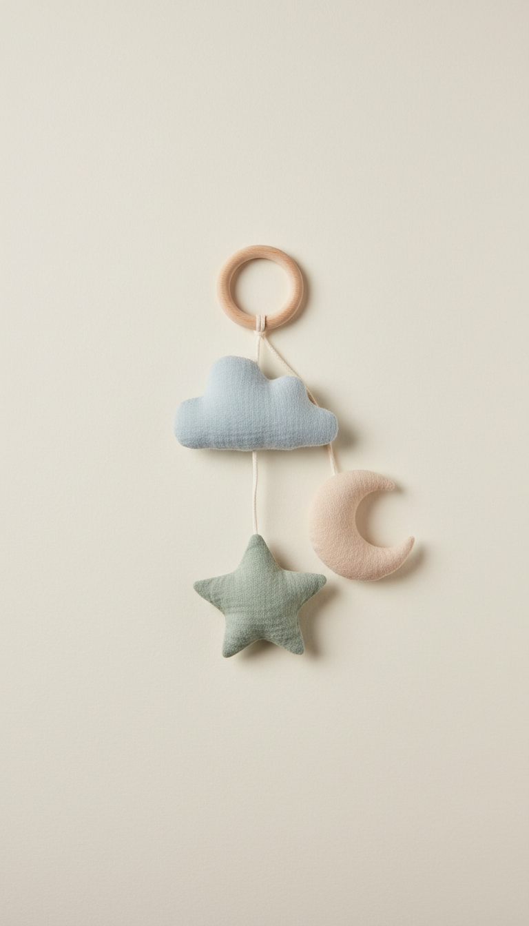Cotton pram toy with tactile loops