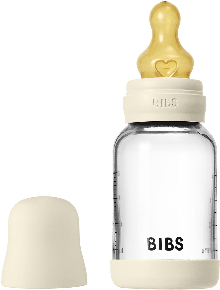 Bibs bottle - slow flow - 120 ml - glass latex - ivory