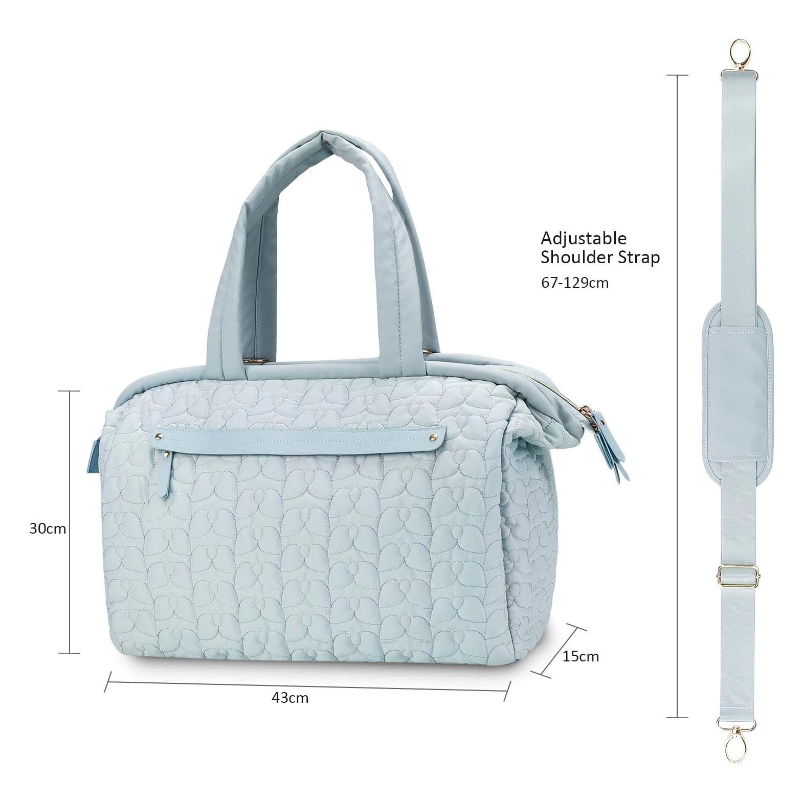 NNEDSZ Blue Quilted Pattern Large Capacity Mummy Bag - Stylish Baby Diaper Bag for Moms, Baby Stroller Bag with Multiple Compartments