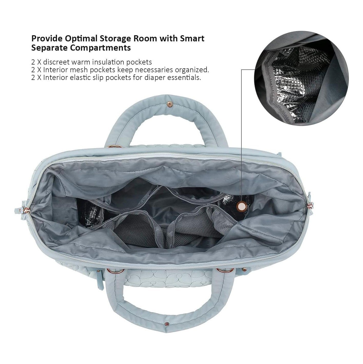 NNEDSZ Blue Quilted Pattern Large Capacity Mummy Bag - Stylish Baby Diaper Bag for Moms, Baby Stroller Bag with Multiple Compartments
