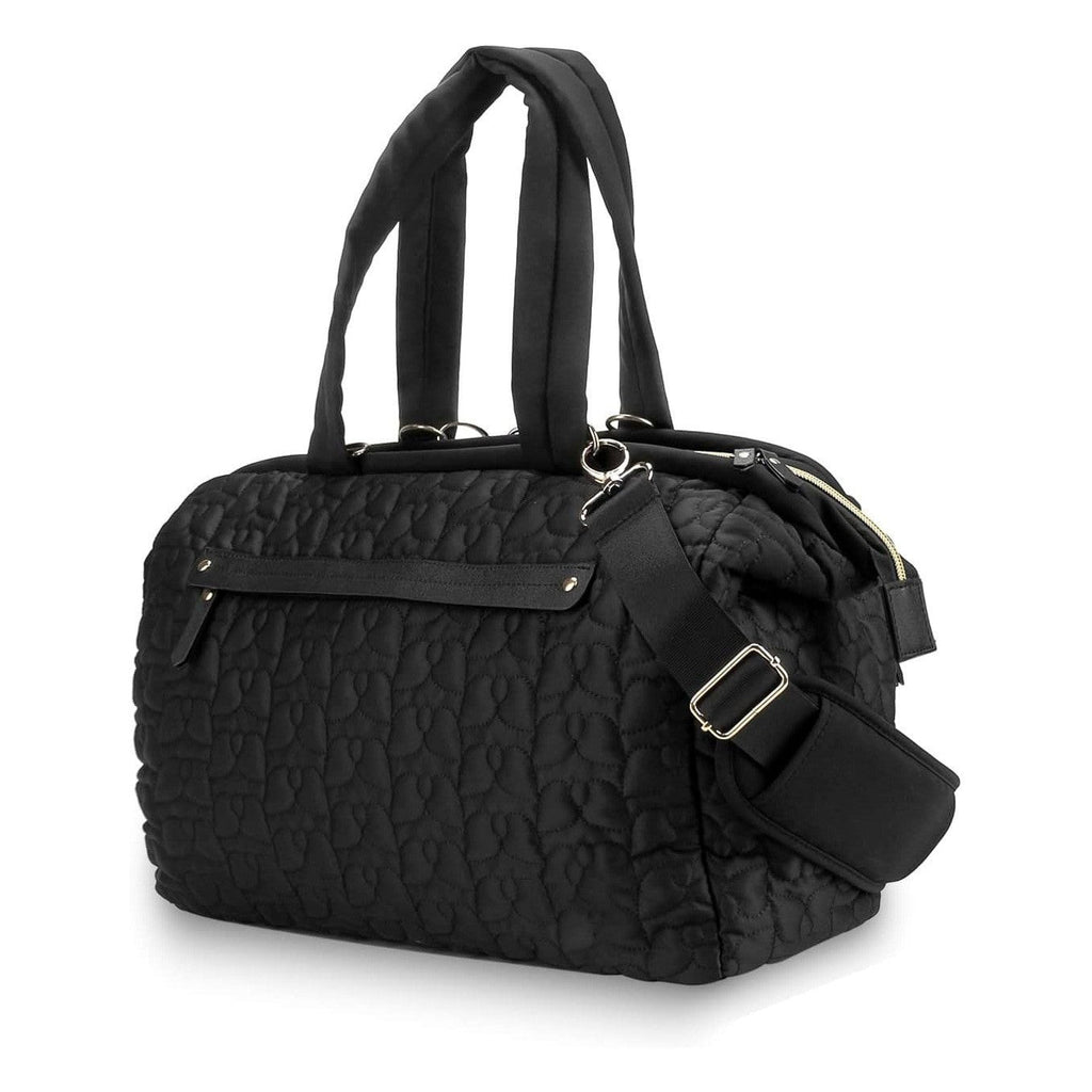 NNEDSZ Black Quilted Pattern Large Capacity Mummy Bag - Stylish Baby Diaper Bag for Moms, Baby Stroller Bag with Multiple Compartments