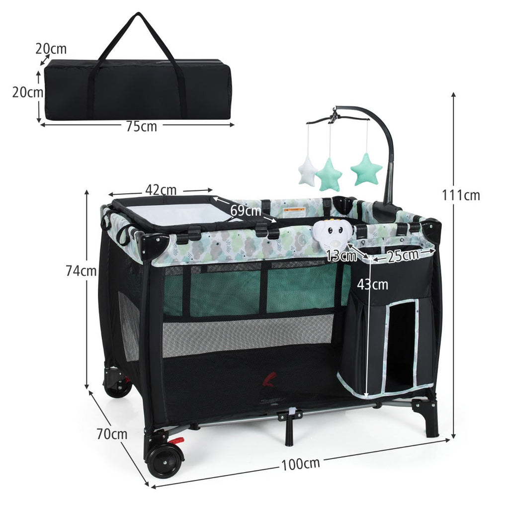 NNECW 3 in 1 Baby Portacot with Changing Table & Carry Bag